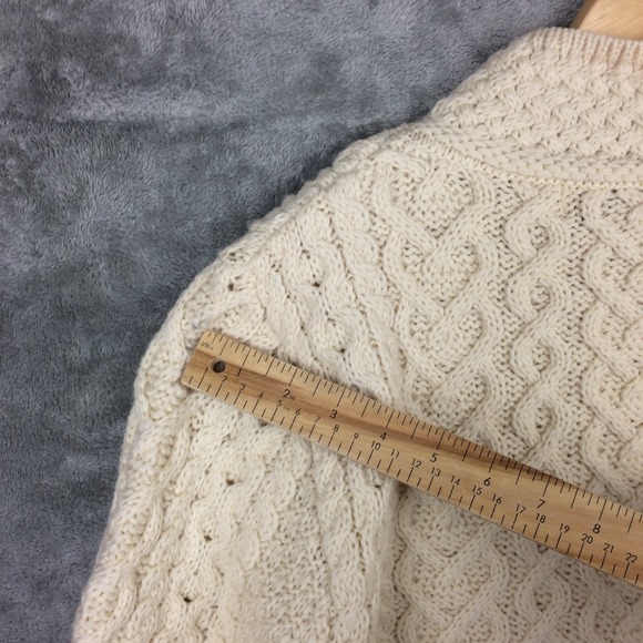 Aran Mor Ireland Cableknit Sweater Large Mock Turtleneck Knit Merino Wool Chunky - Picture 15 of 16